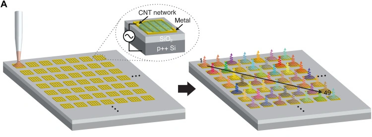 Schematic of a multicolored light-emitting array for compressive spectroscopy